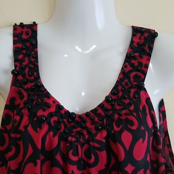 Larry Levine Red & Black Top Sz XL - Picture 3 of 8